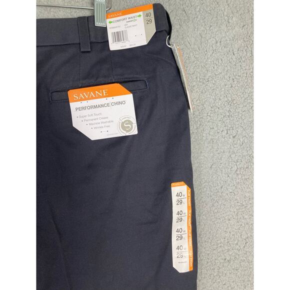 Savane Men's Chino Pants Size 40‎ Blue Straight Leg Wrinkle Free NEW NWT - Picture 4 of 12